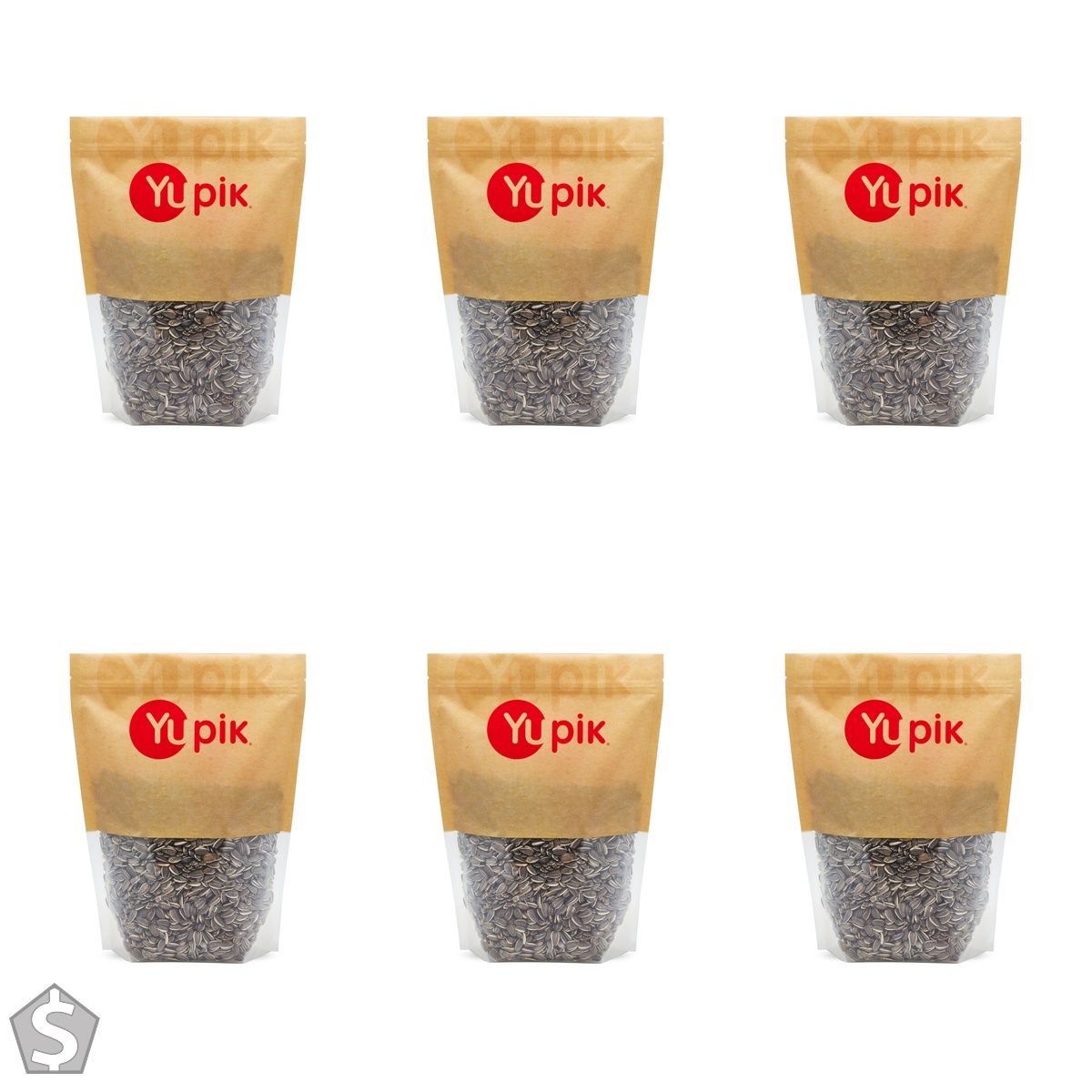 Yupik Raw Sunflower Seeds, in Shell, 1 kg, Kosher, Vegan, Unsalted, Unroasted, Seeds with Shell, Salt-Free, Oil-Free, Source of Iron & (Pack of 6)