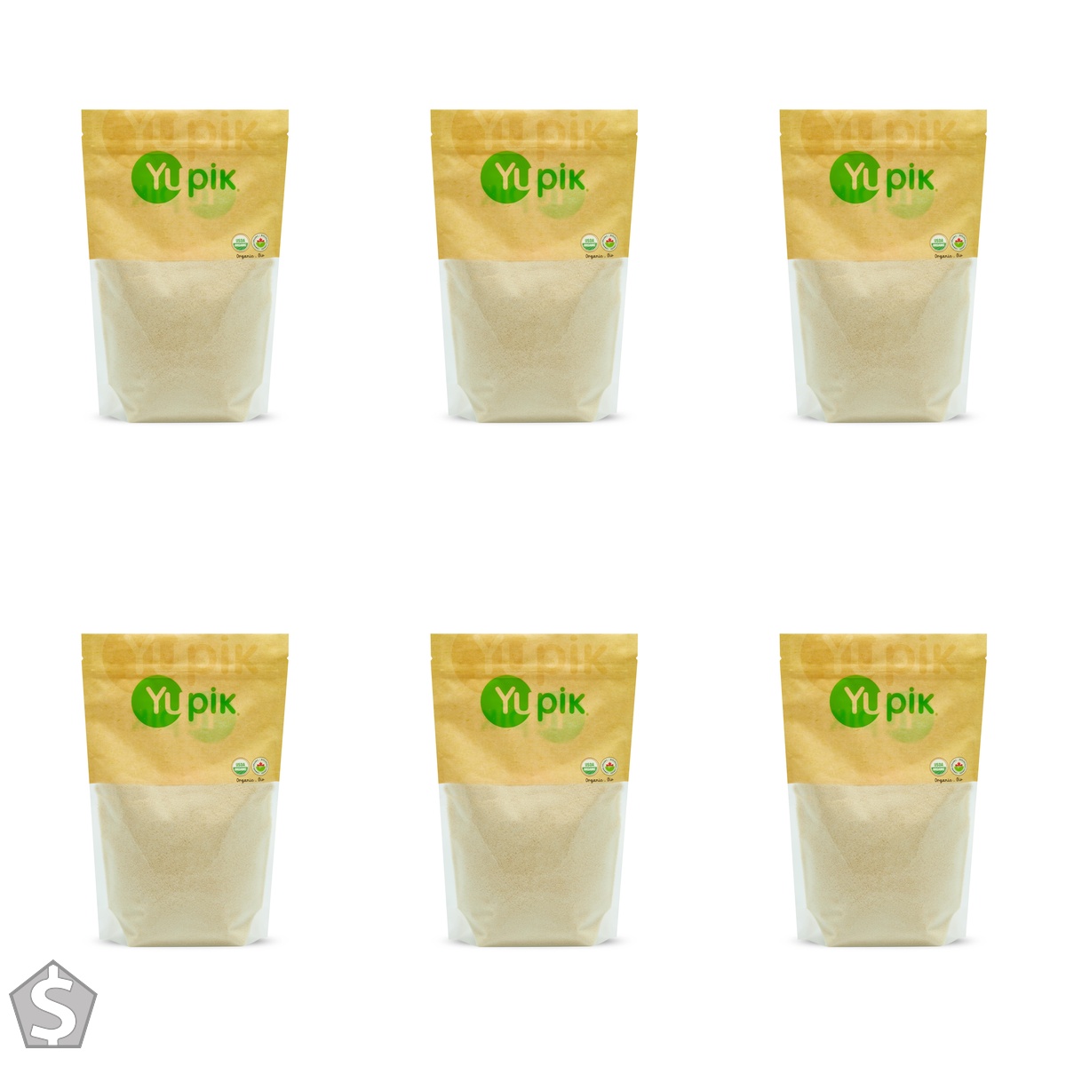 Yupik Organic Cane Sugar 1kg, Non-GMO, Vegan, Gluten-Free, USDA Certified, Kosher, Rich Molasses-Like Flavor, All-Natural, Low-Calorie (Pack of 6)