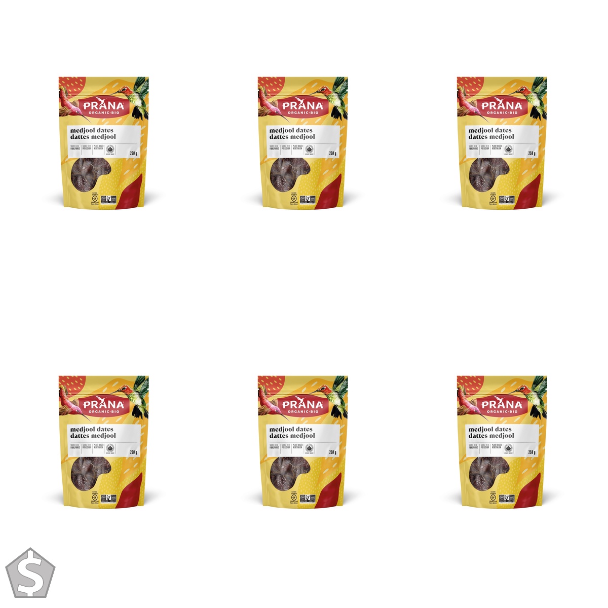 Prana Organic Medjool Dates | Ultimate Fruit Experience | Source of Fibre | Non-GMO, Gluten Free, Vegan Snack | 250g (Pack of 6)