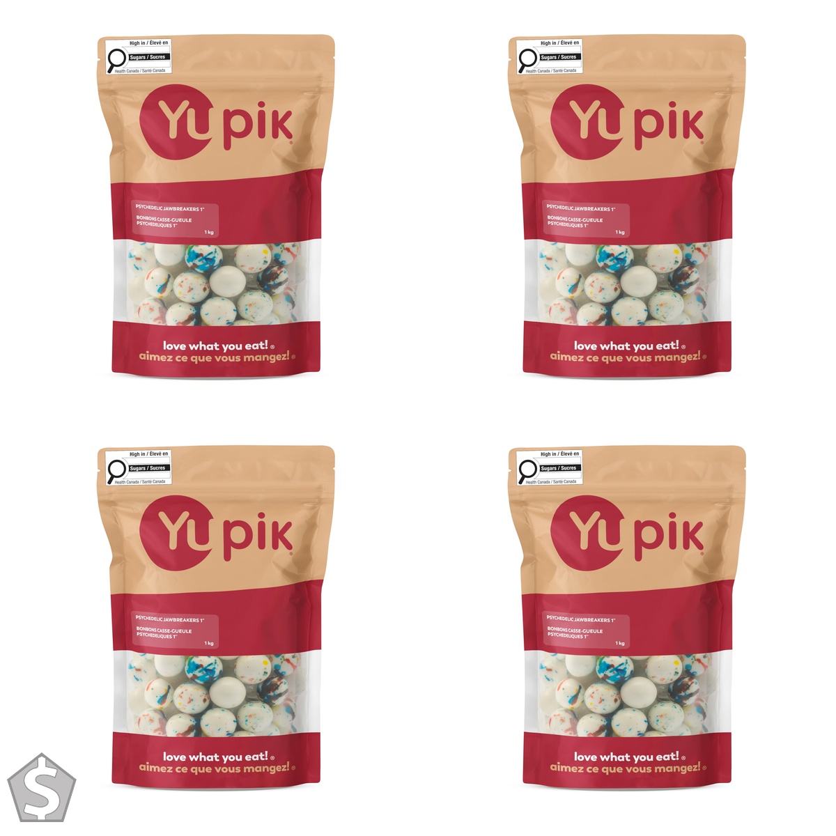 Yupik Psychedelic Jaw Breaker, 1 kg, Colorful, Long-Lasting Candy Treats, Perfect for Parties, Gifting, & Fun Snacking 1.0 kg (Pack of 4)