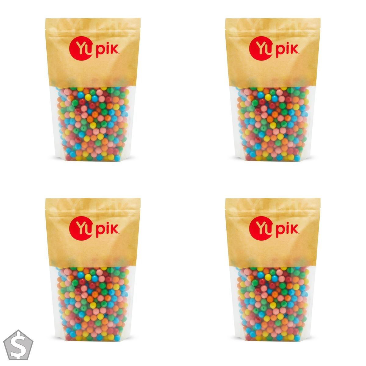 Yupik Bubble Gum Max Mix, 1 kg, Gluten-Free, Kosher, Bubblegum, Large Gum Balls, Medium Size, Assorted Flavours 1.00 kg (Pack of 4)