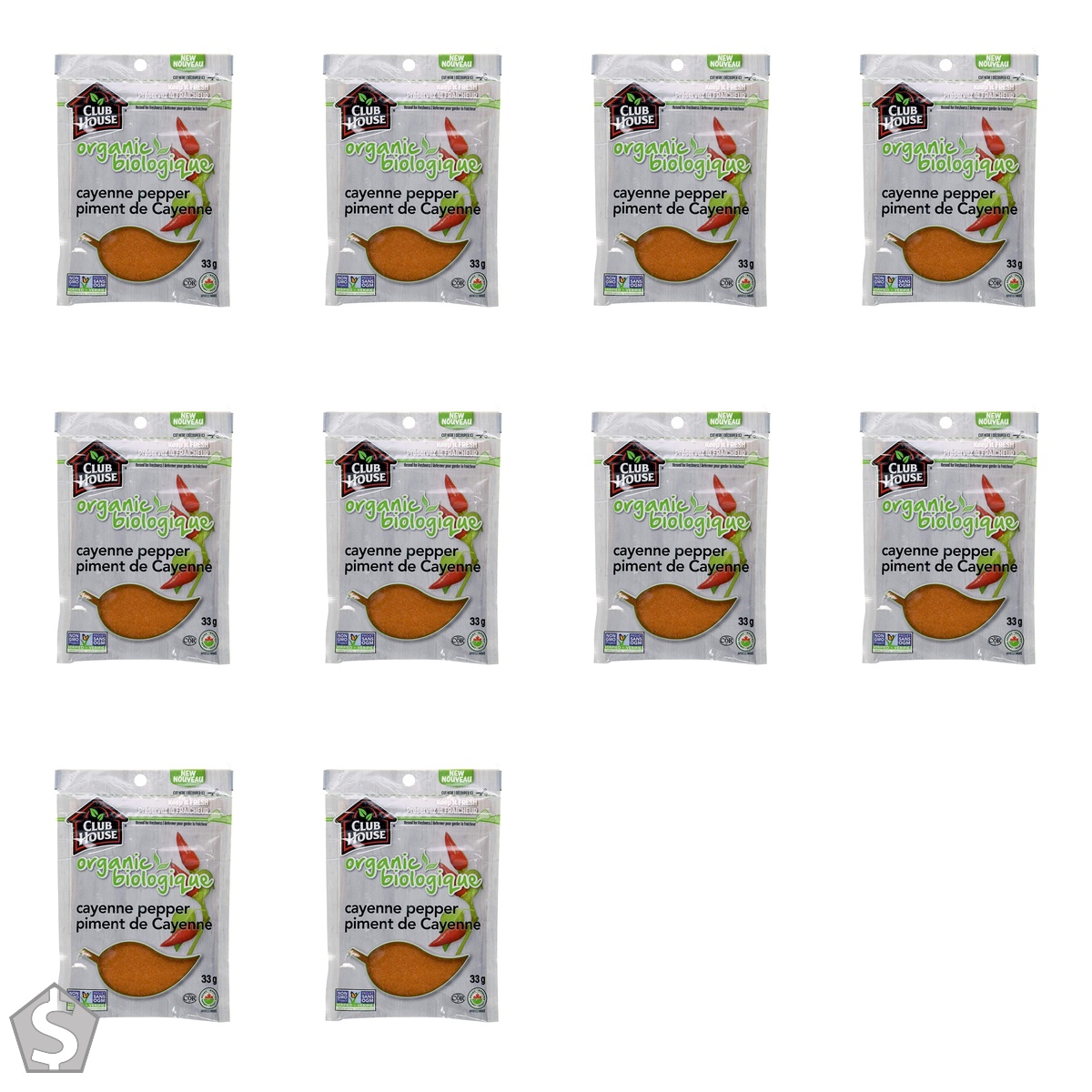 Club House, Quality Natural Herbs & Spices, Organic Cayenne Pepper, 33g (Pack of 10)