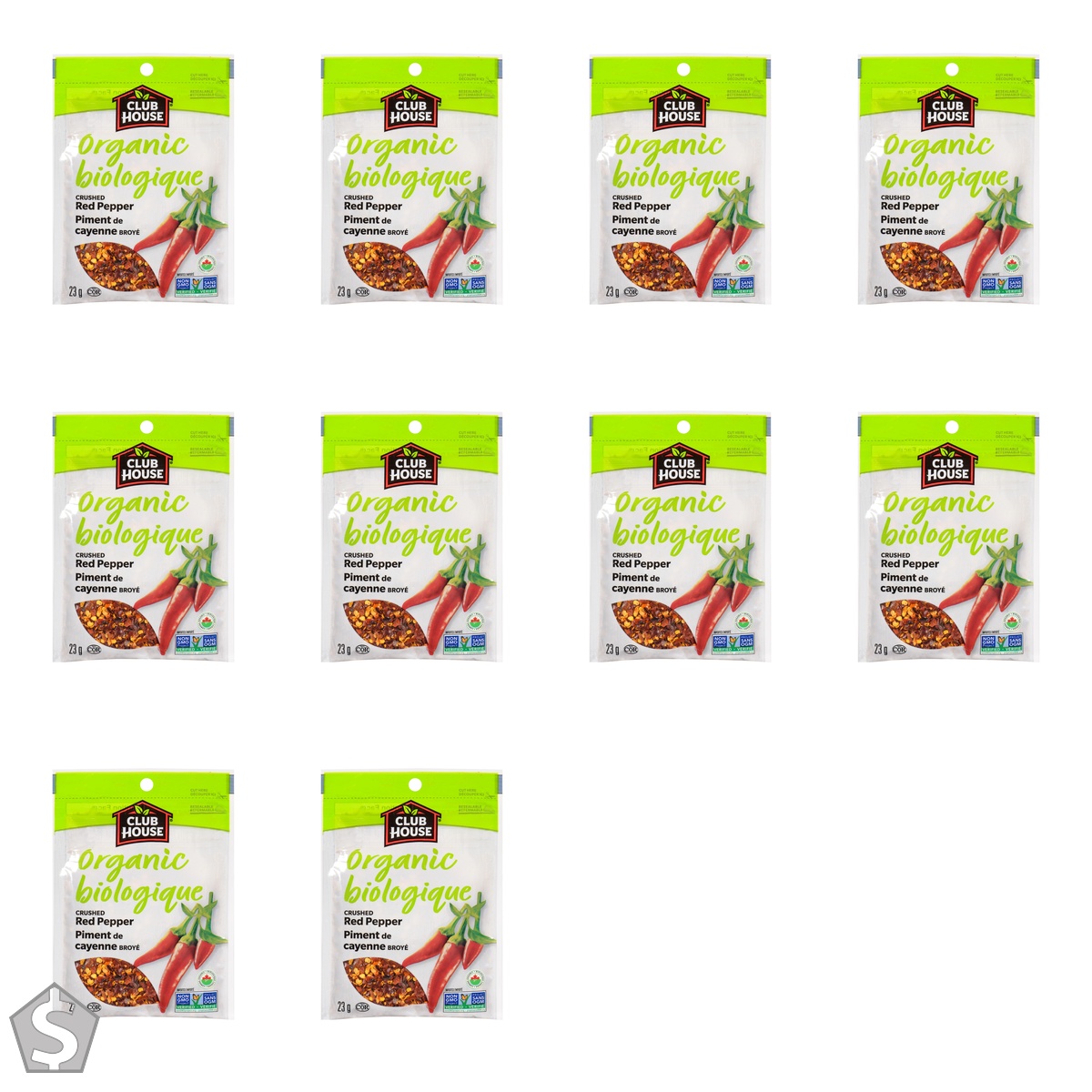 Club House, Quality Natural Herbs & Spices, Organic Crushed Red Pepper, 23g (Pack of 10)