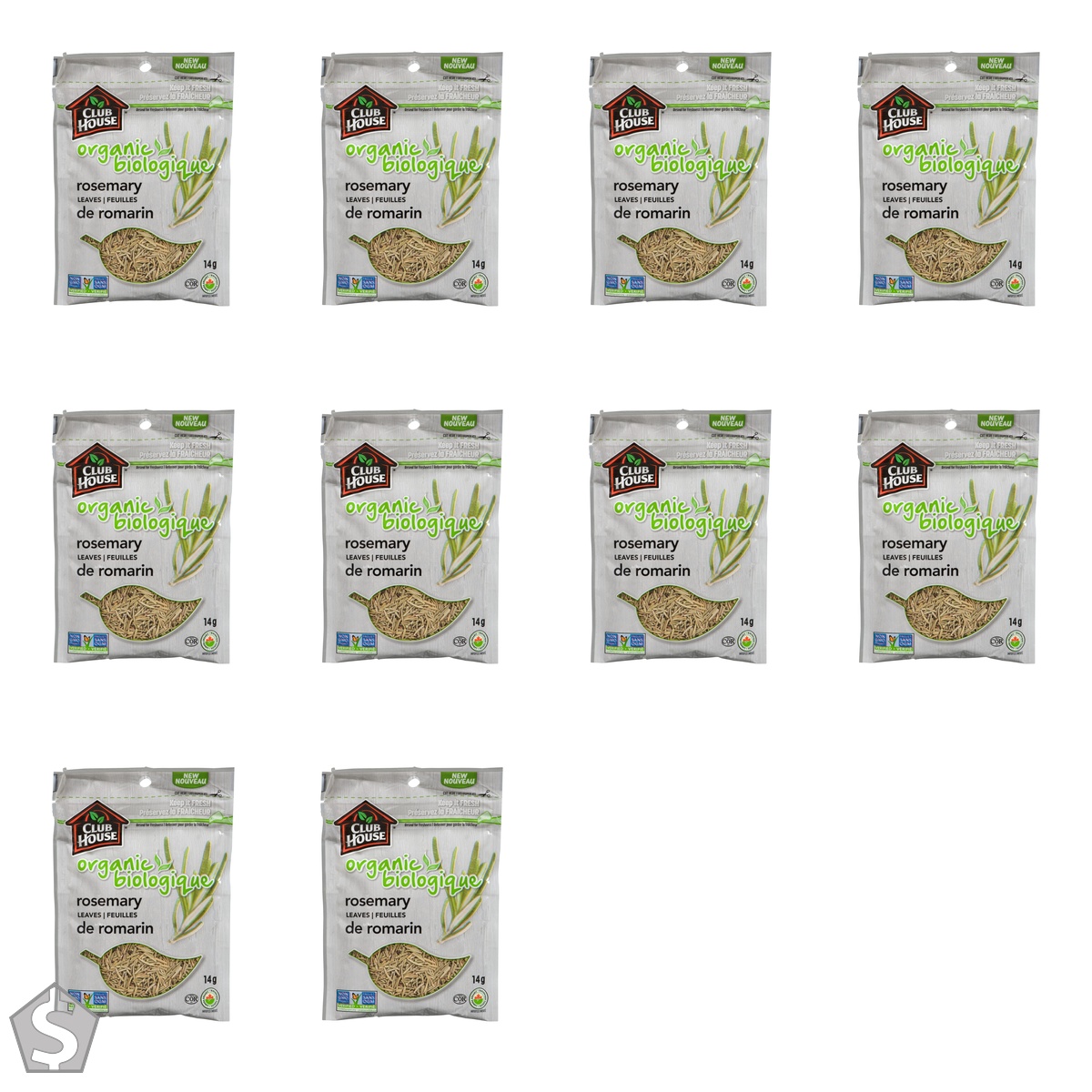 Club House, Quality Natural Herbs & Spices, Organic Rosemary Leaves, 14g (Pack of 10)