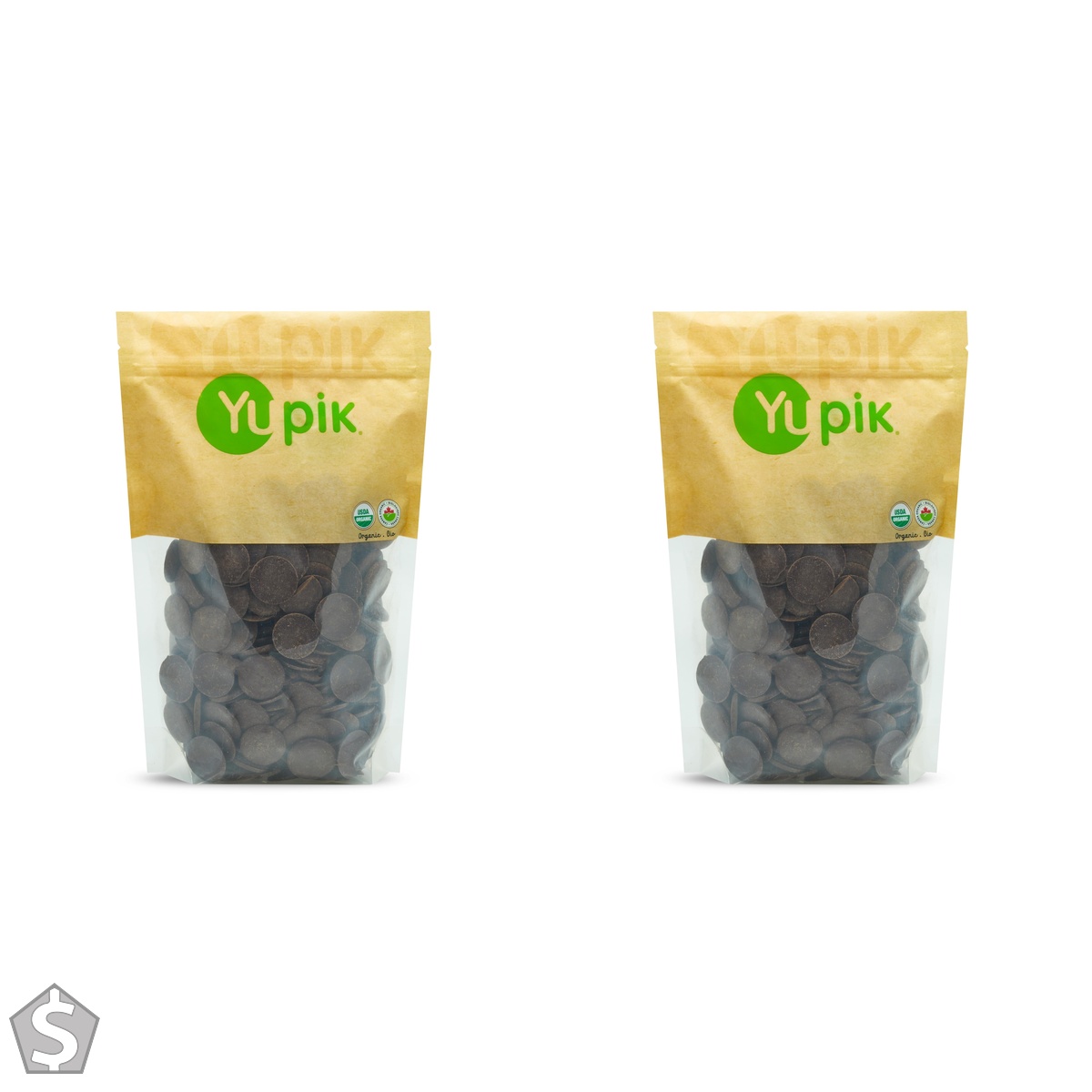 Yupik Organic Cocoa Liquor Wafers, 100% Cocoa, 1 kg, Gluten-Free, GMO-Free, Kosher, Vegan, Dairy-Free, No Sugar Added, Made with Pure (Pack of 2)