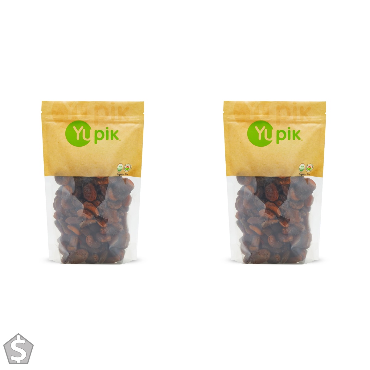 Yupik Organic Apricots, 1 kg, Non-GMO, Vegan, Gluten-Free, Dried Fruits, No Added Sugar, Naturally Sweet, Sulphite-Free, Source of Fiber (Pack of 2)