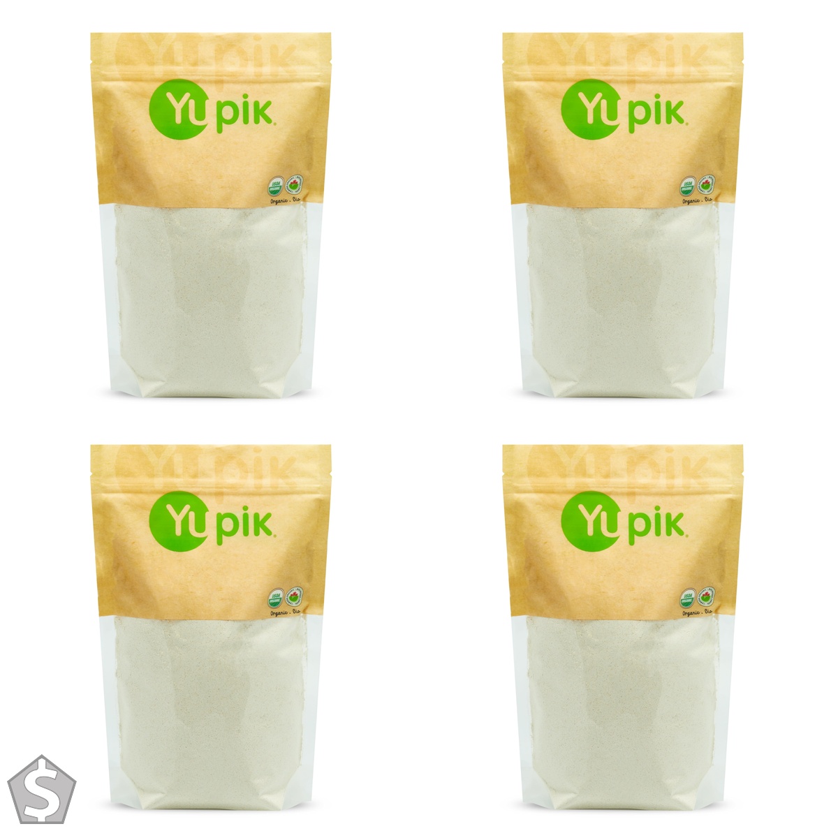 Yupik Organic Oat Fine Grind Flour, 1kg, Gluten-Free, Non-GMO, Vegan, Kosher, USDA Certified, Finely Ground Oats with Mild Nutty Flavor (Pack of 4)