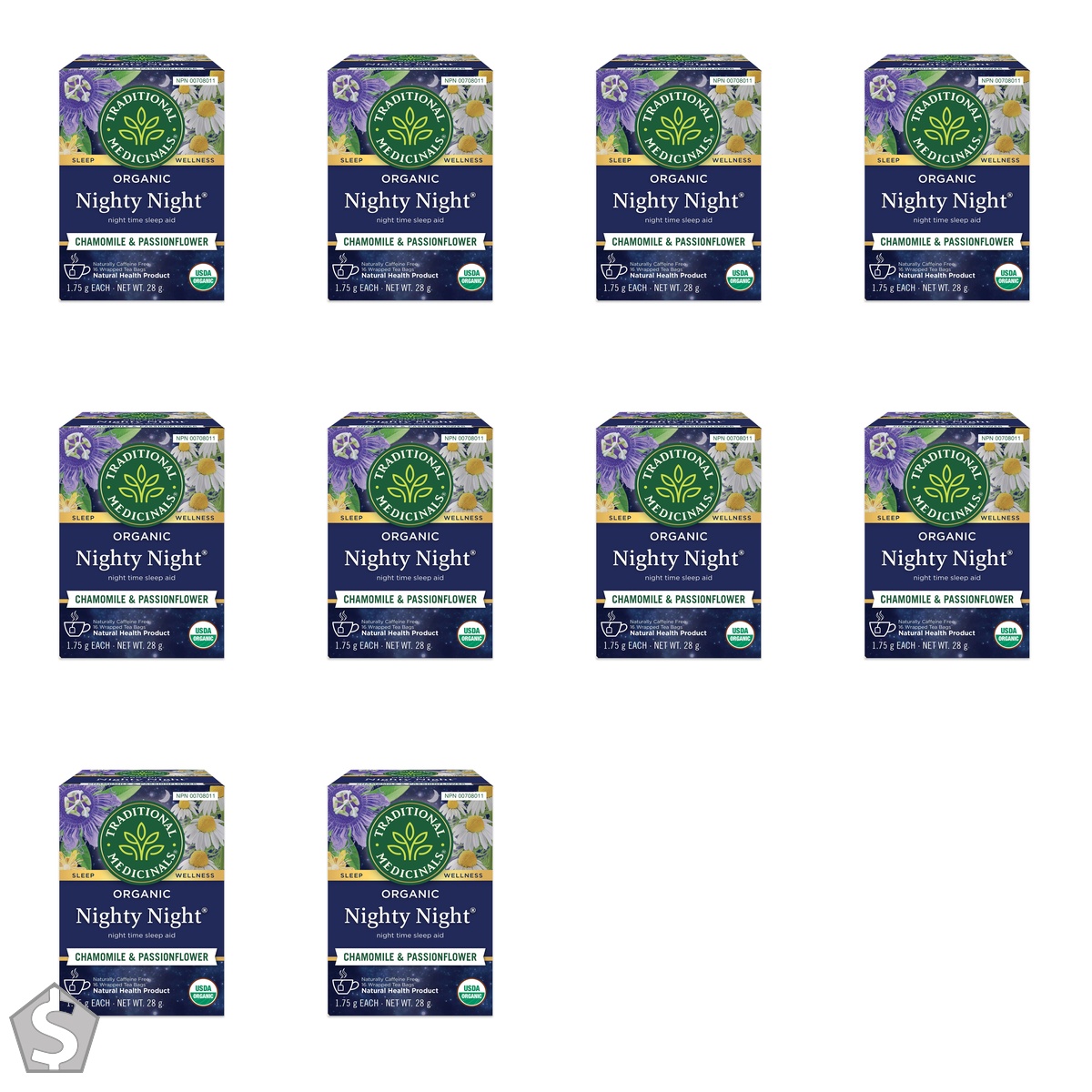 Traditional Medicinals - Organic Nighty Night Herbal Tea - Natural Sleep Aid containing Passionflower and Chamomile - 16 Tea Bags Total (Pack of 10)