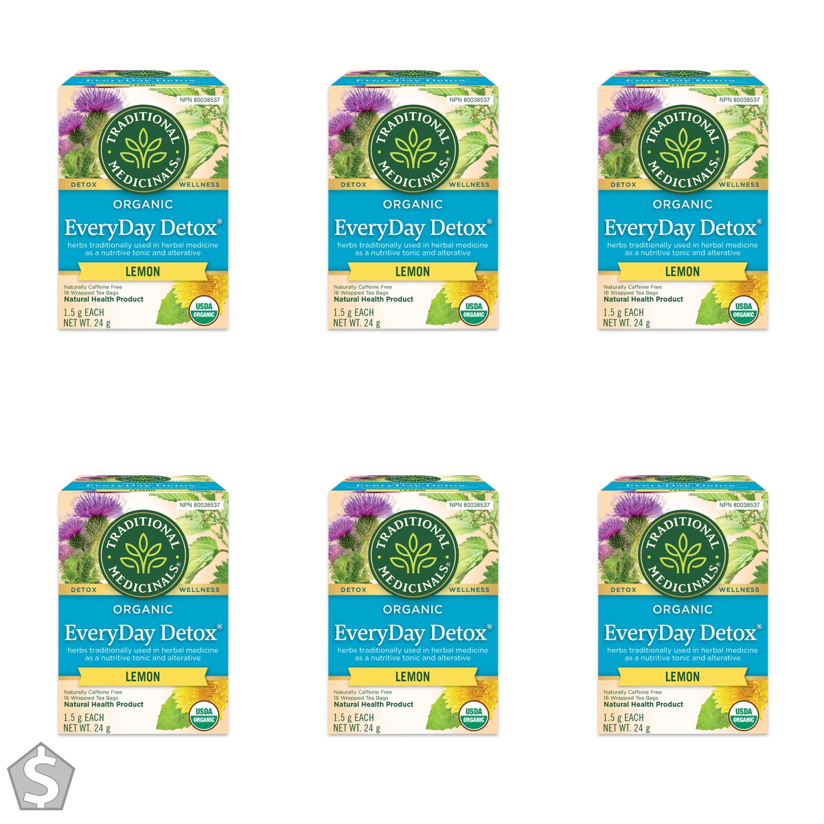 Traditional Medicinals - Organic Everyday Detox Lemon Herbal Tea - with Stinging Nettle & Burdock Root to Remove Accumulated Waste from (Pack of 6)