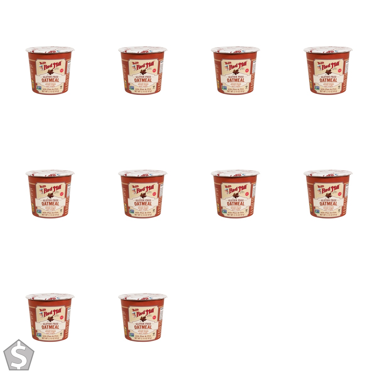 BOB'S RED MILL Gluten Free Oatmeal Cup Maple Brown Sugar, Maple & brown Sugar, 61 grams 61 g (Pack of 10)