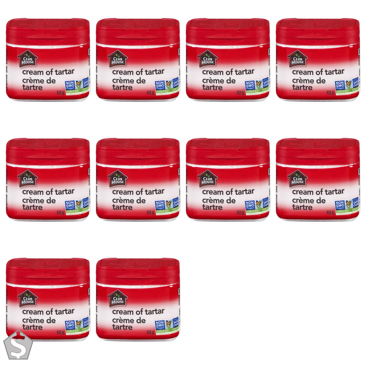 Club House Cream of Tartar Tin, Non-GMO, Baking Essential, Adds Volumn, Texture & Lift, Perfect for Egg Whites, Whipped Cream & Adding (Pack of 10)