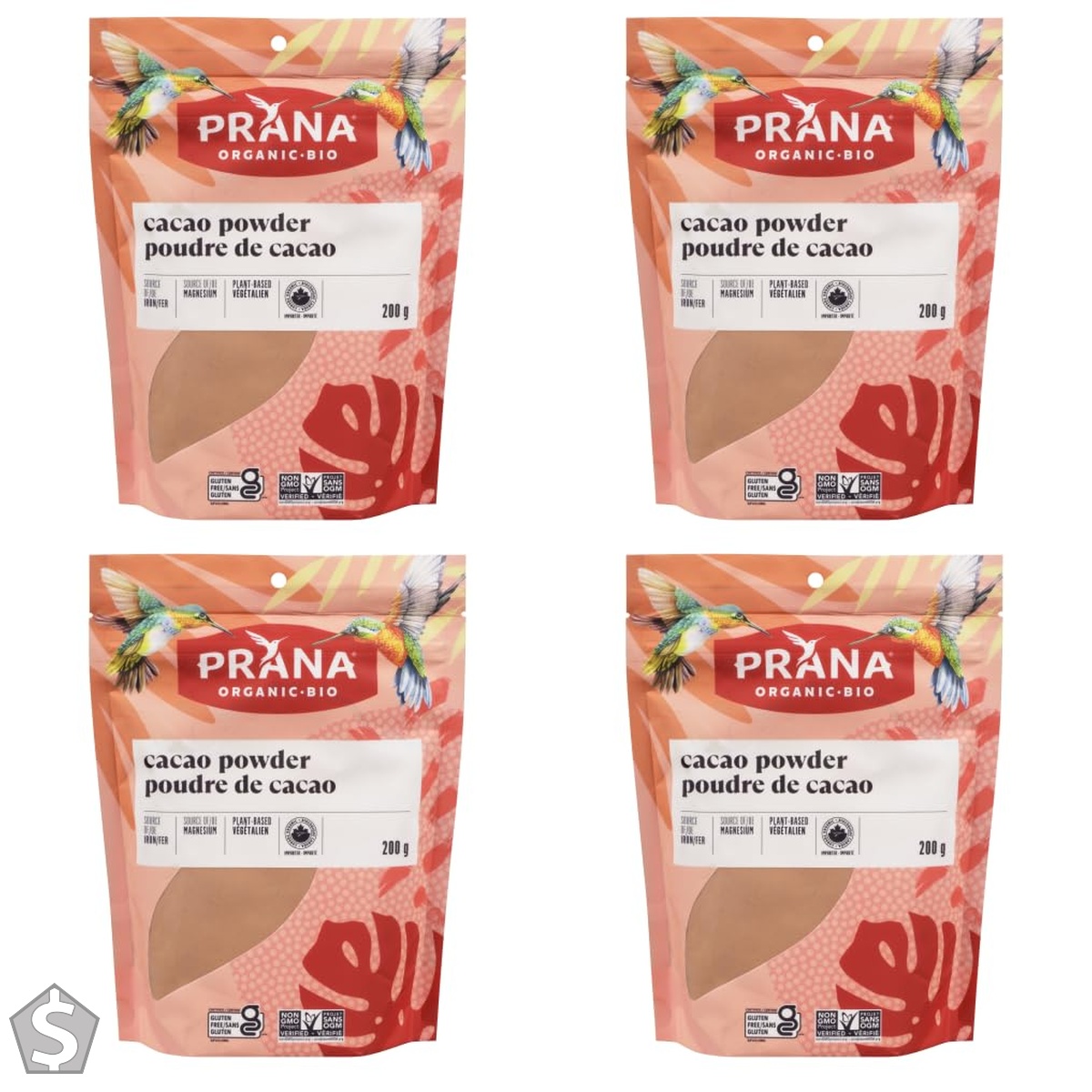 Prana Organic Natural Cacao Powder | Non-GMO, Gluten Free, Vegan | KETO | 200g (Pack of 4)