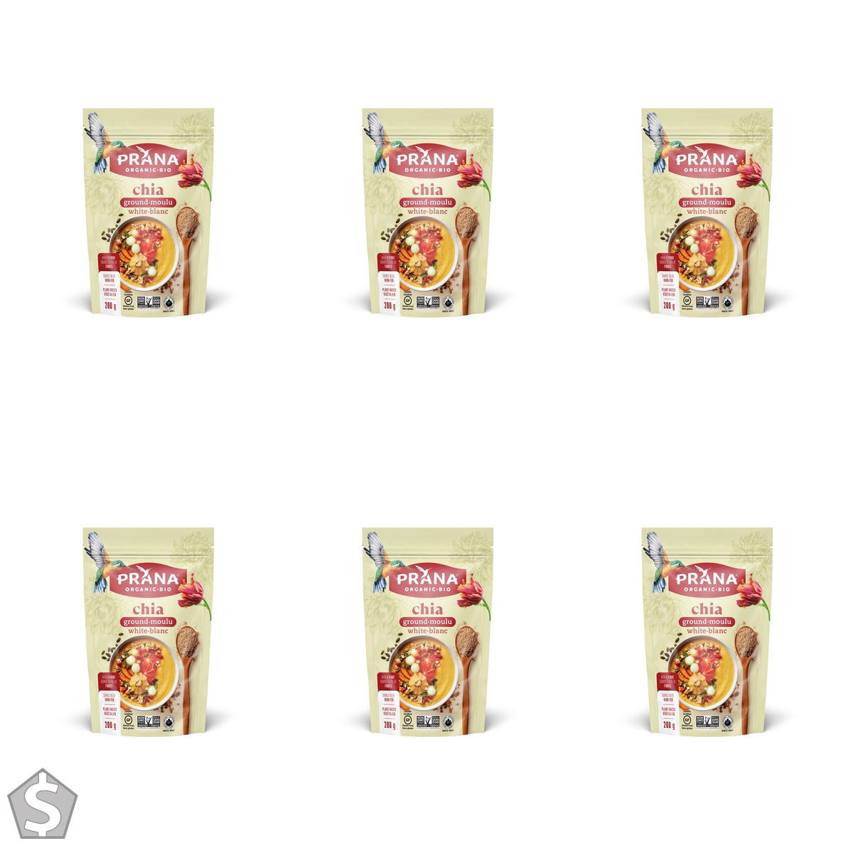 Prana Organic Ground White Chia Seeds | Non-GMO, Gluten Free | KETO | Source of Omega-3 & Calcium | Rich in Fibre | 200g (Pack of 6)