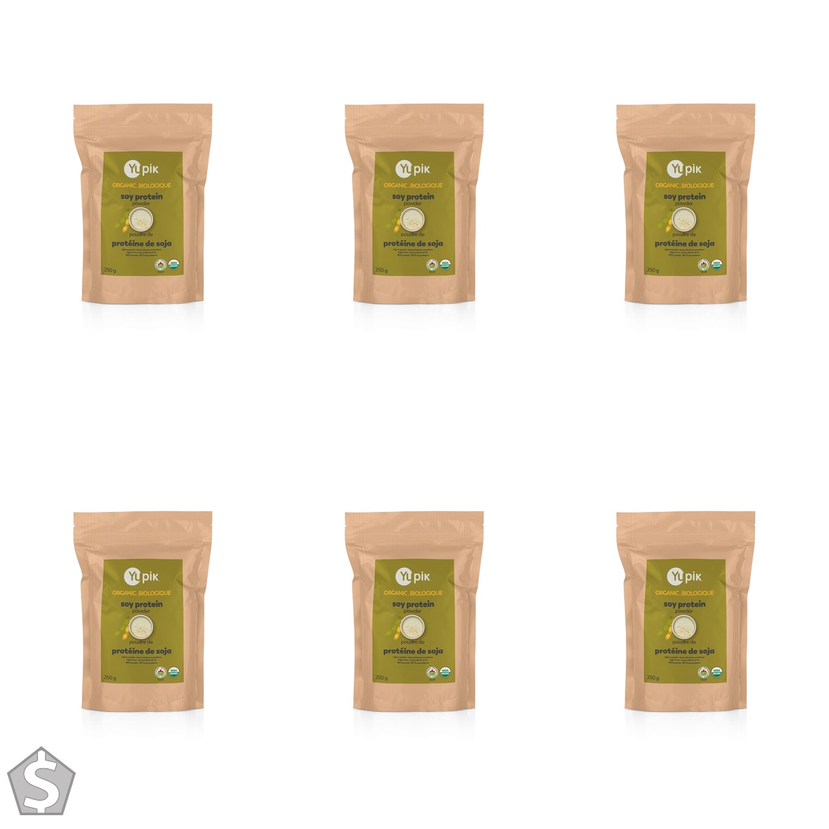 Yupik Organic Soy Protein Powder 250g, 90% Protein Content, USDA Certified, Non-GMO, Vegan, Gluten-Free, Kosher, Superfood High in Iron & (Pack of 6)