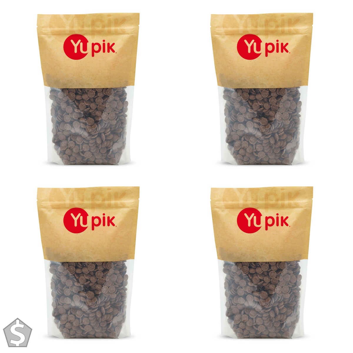 Yupik Milk Chocolate Flavored Wafers, 1 kg, Gluten-Free, Kosher, Milk Chocolate Flavor, Made with Cocoa Powder, Melts Smoothly, Ideal for (Pack of 4)