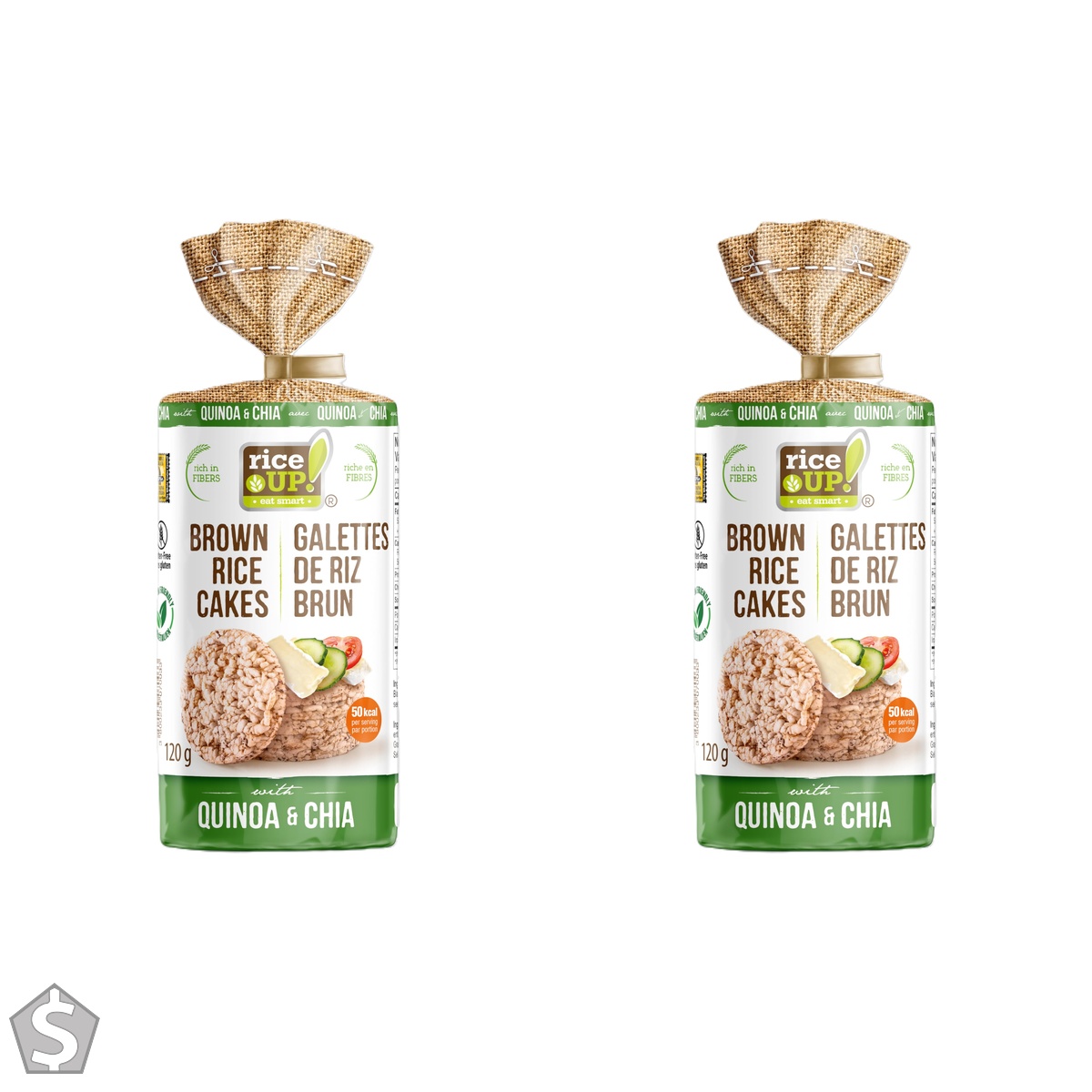 Rice UP! eat Smart, Brown Rice Cakes, Quinoa & Chia, 120g (Pack of 2)