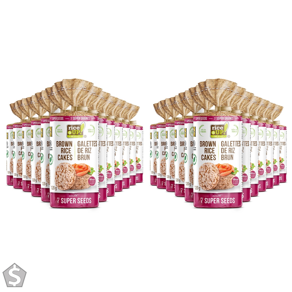 Rice UP! eat Smart, Brown Rice Cakes, 7 Super Seeds, 120g (Pack of 2)