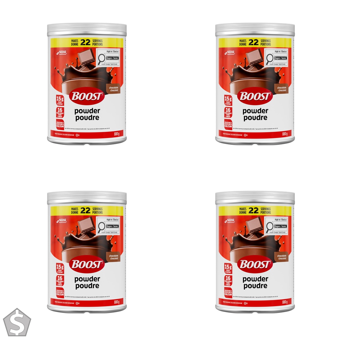 Boost Powder- Chocolate Instant Breakfast Drink Mix, 880 g Canister 880 g (Pack of 4)