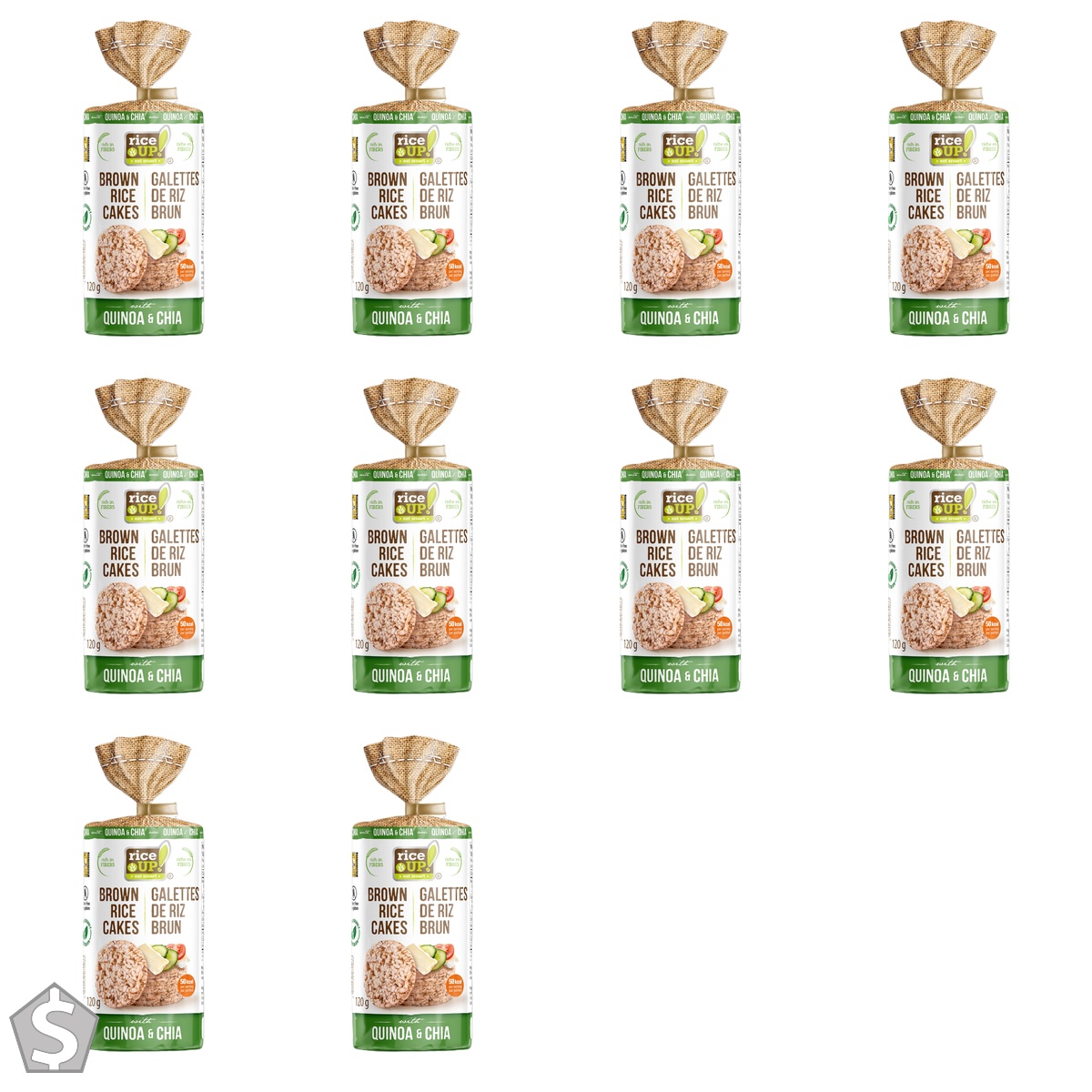 rice UP! eat smart, Brown Rice Cakes, Quinoa & Chia, 120g (Pack of 10)