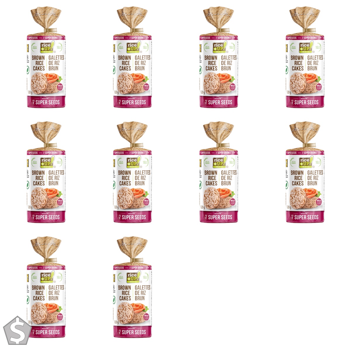 Rice UP! eat Smart, Brown Rice Cakes, 7 Super Seeds, 120g (Pack of 10)