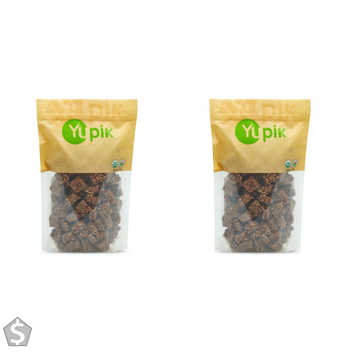 Yupik Organic Chocolate Bites, 60% Cacao, 1 kg, Gluten-Free, Kosher, Vegan, Dairy-Free, Chocolate Covered Chia Seeds, Puffed Quinoa, Maca (Pack of 2)