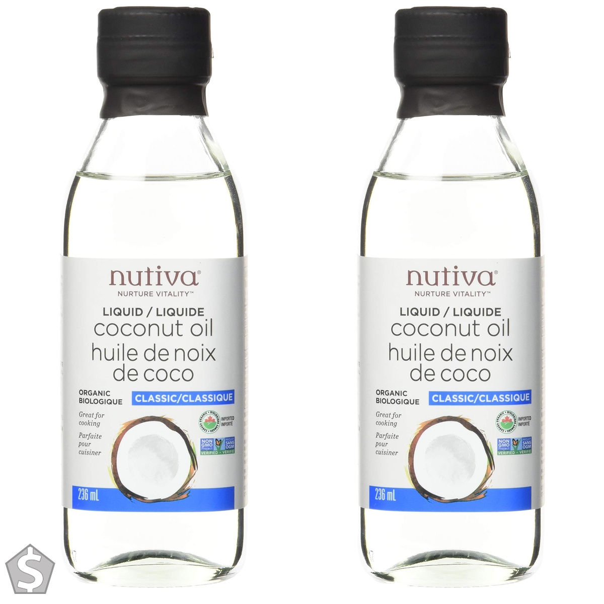 Nutiva Liquid Coconut Oil Classic, 236g 236 ml (Pack of 2)