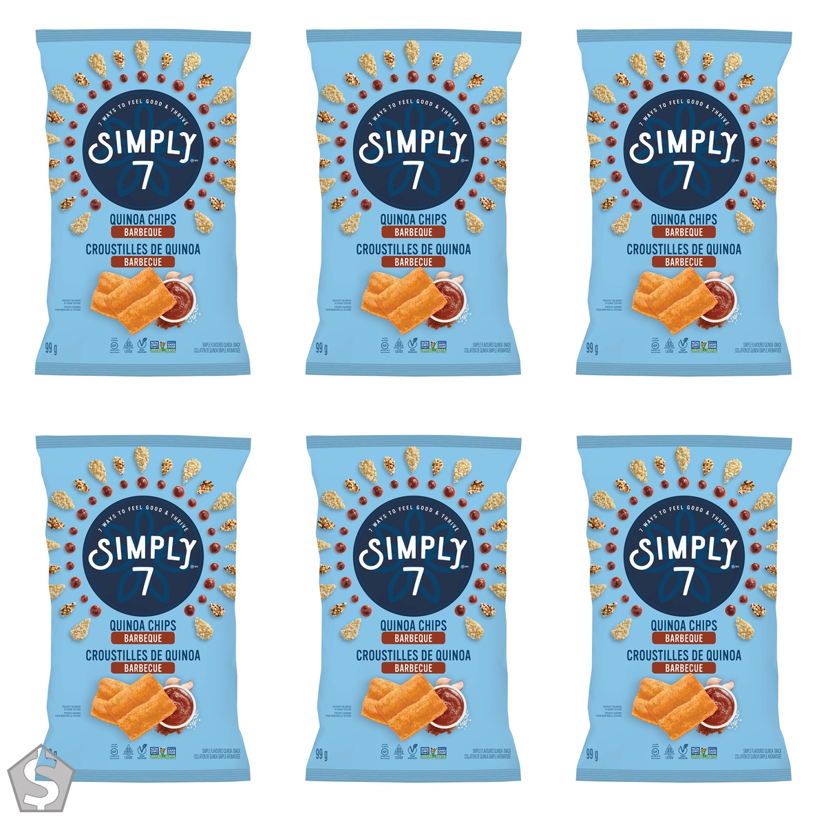 Simply7 Quinoa Chips - Barbeque, 100g (Pack of 6)