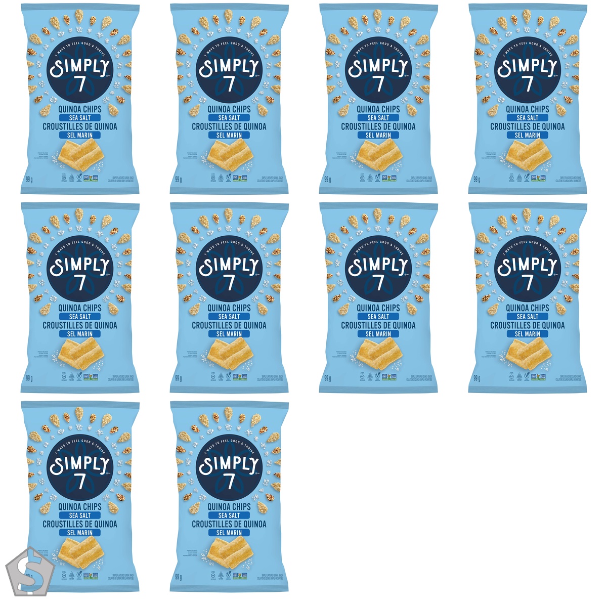 Simply7 Quinoa Chips - Sea Salt, 100g (Pack of 10)