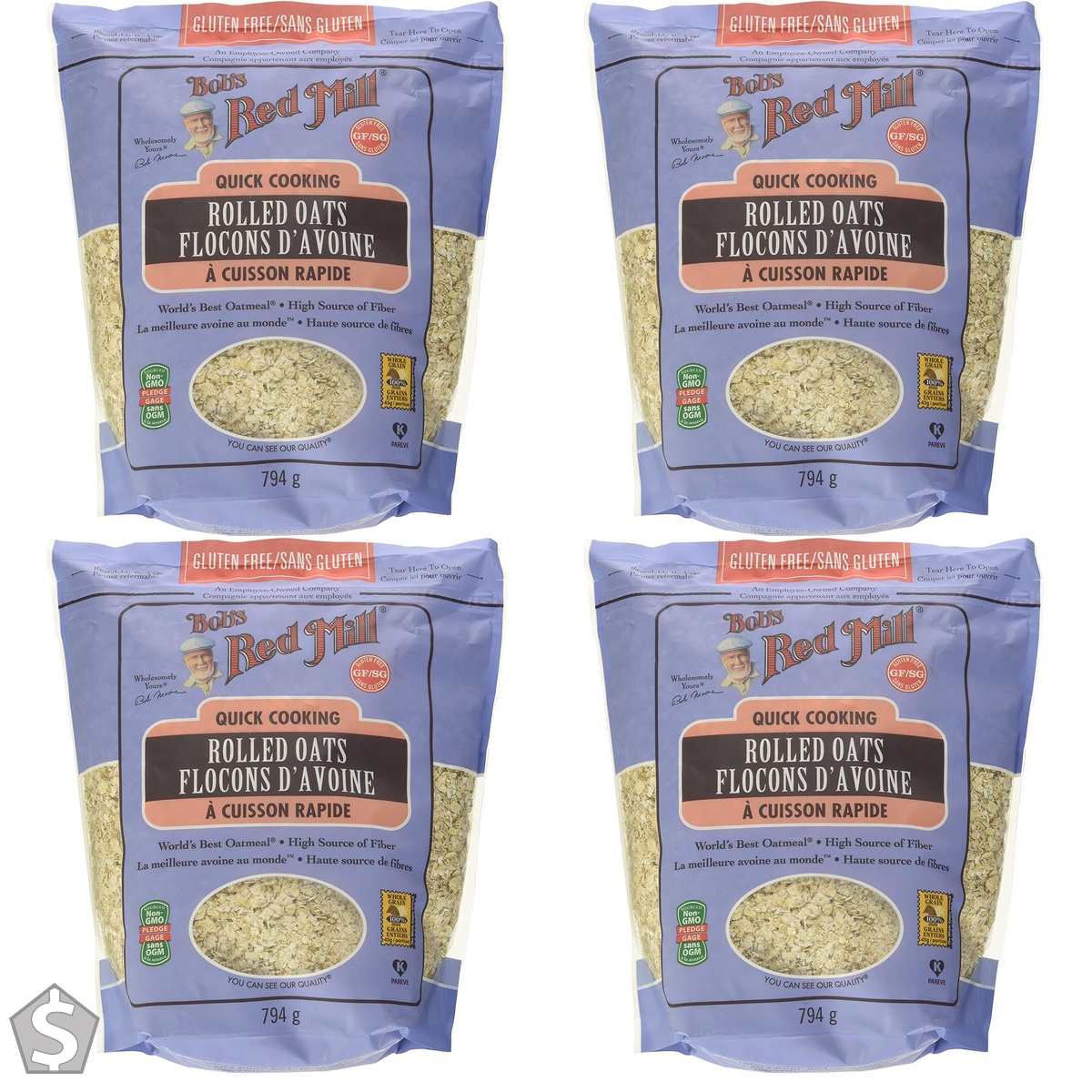 Bobs Red Mill Gluten Free Quick Cooking Rolled Oats, 794 Grams 794 g (Pack of 4)