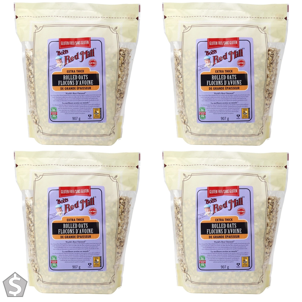 Bob's Red Mill Extra Thick Rolled Oats, Gluten Free, 907 Grams 907 g (Pack of 4)