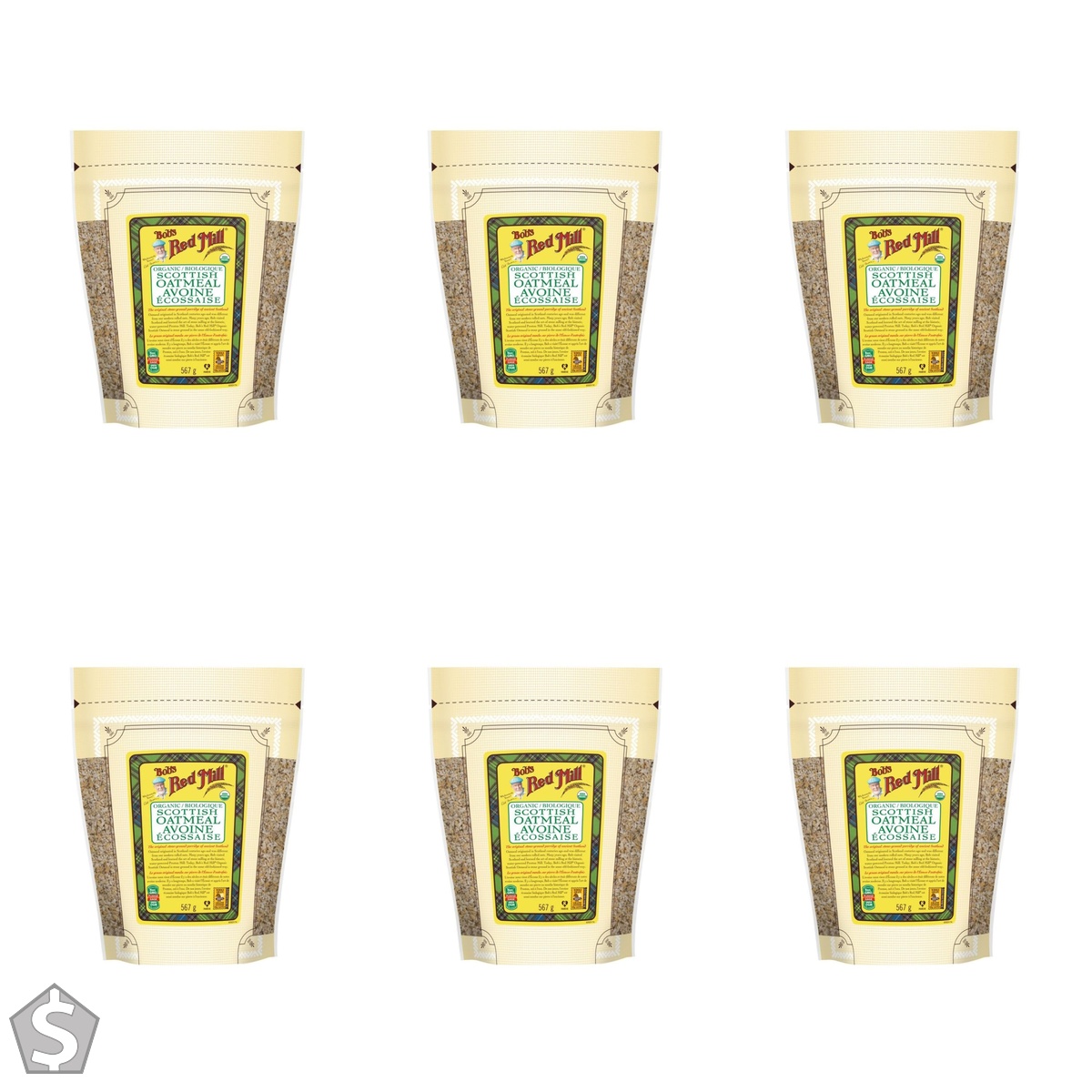 Bobs Red Mill Scottish Oatmeal, Organic, 567 Grams 566 g (Pack of 6)