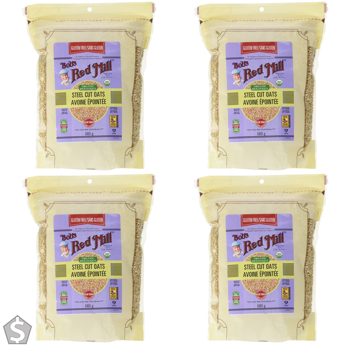 Bob's Red Mill Gluten Free, Organic, Steel Cut Oats, 680 Grams 680 g (Pack of 4)