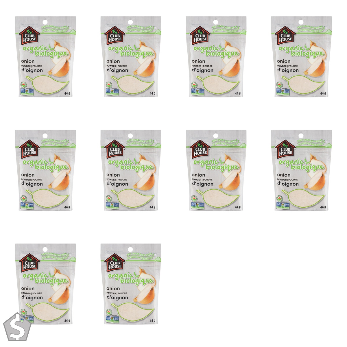 Club House, Quality Natural Herbs & Spices, Organic Onion Powder, 44g (Pack of 10)