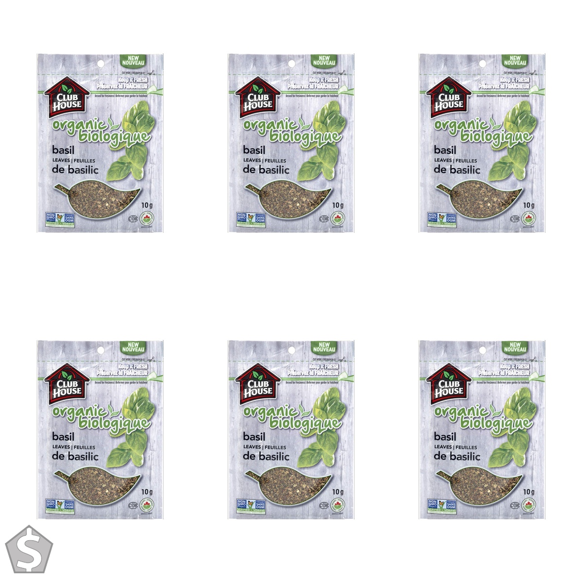 Club House, Quality Natural Herbs & Spices, Organic Basil Leaves, 10g (Pack of 6)