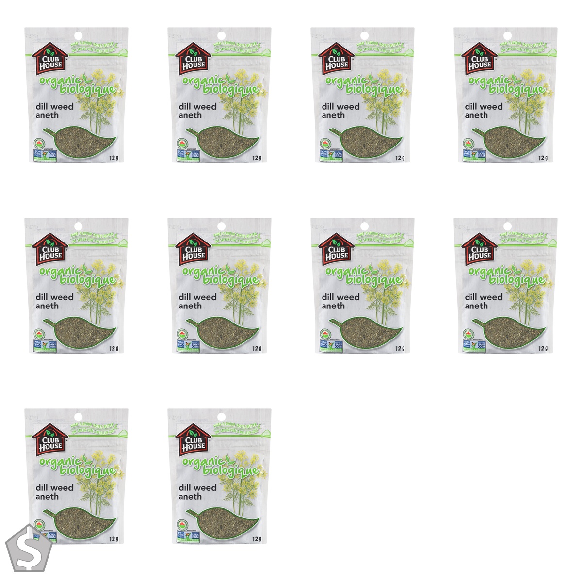 Club House, Quality Natural Herbs & Spices, Organic Dill Weed, 12g (Pack of 10)