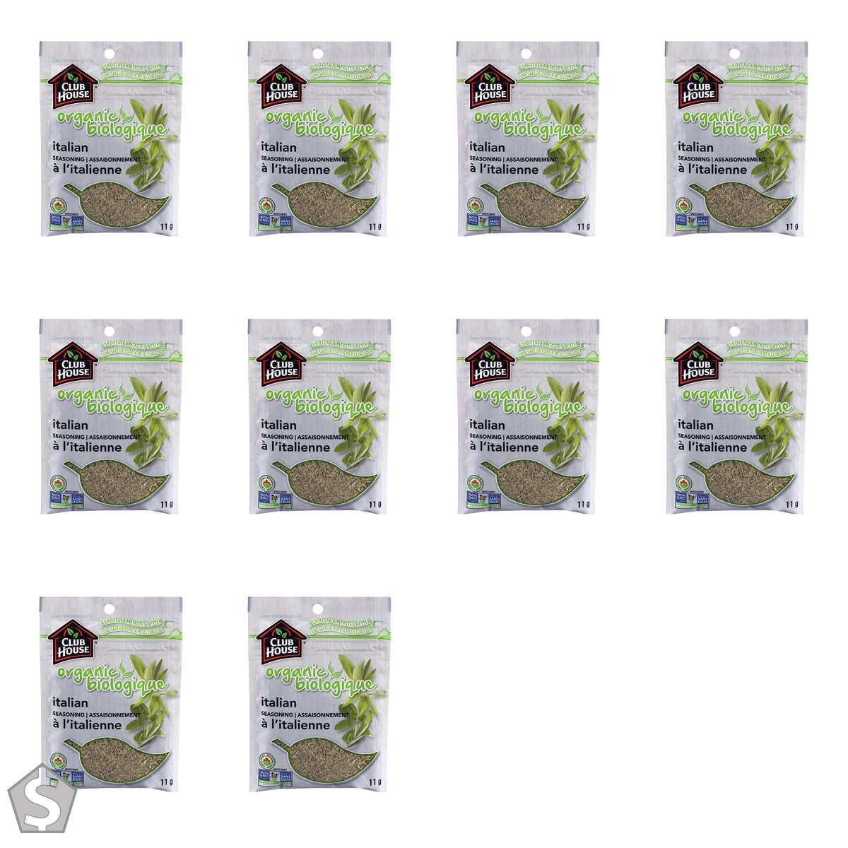 Club House, Quality Natural Herbs & Spices, Organic Italian Seasoning, 11g (Pack of 10)