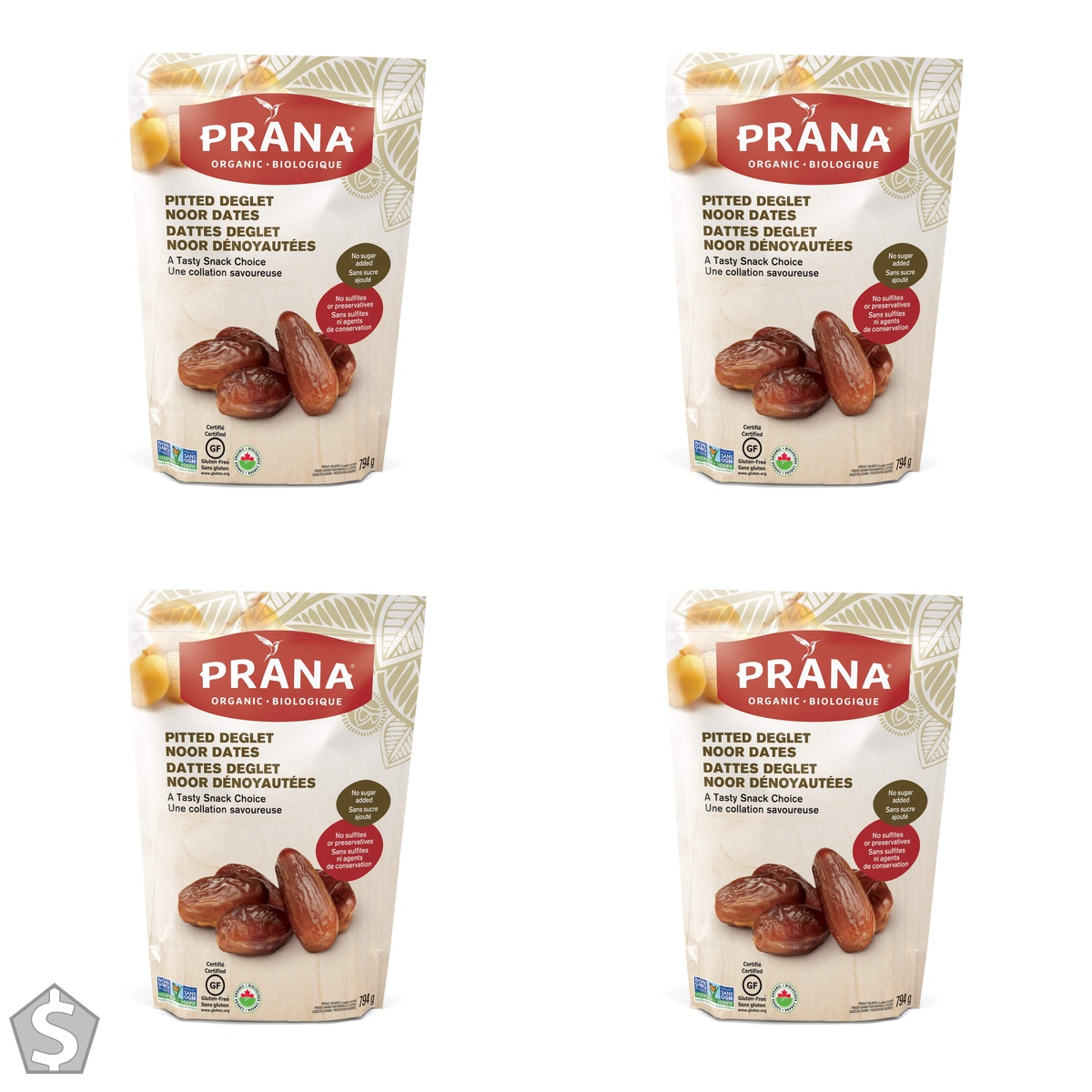 PRANA Organic Pitted Deglett Dates 794g, 794 Grams 794 g (Pack of 4)