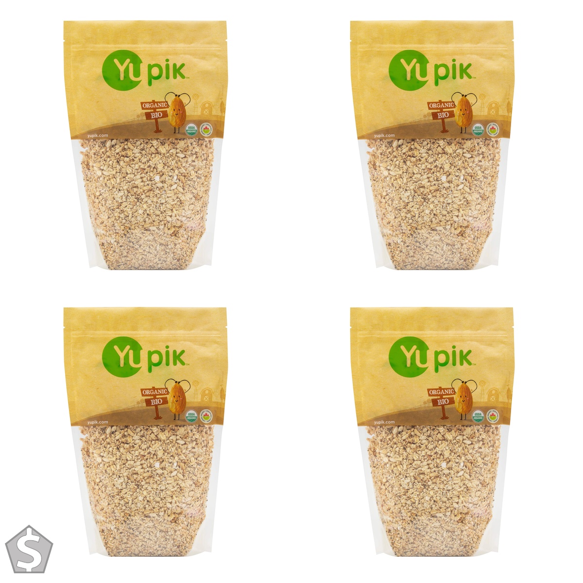 Yupik Organic Coconut Chia Cereal with Brown Rice & Oats, 1 kg, USDA Certified, Non-GMO, Vegan, Gluten-Free, High Fiber Granola, Healthy (Pack of 4)