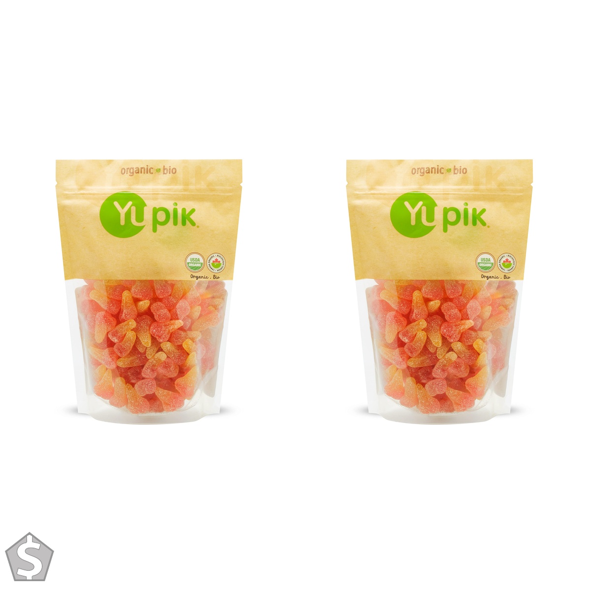 Yupik Organic Sour Cherry Gummies Candy, 500 g, Vegan, USDA Certified, Soft & Chewy Fruit Flavoured Candy, Gelatin-Free, Gluten-Free (Pack of 2)