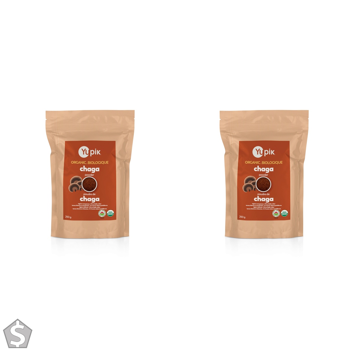 Yupik Organic Chaga Mushroom Powder 250g, USDA Certified, Non-GMO, Raw, Vegan, Gluten-Free, Superfood, Fat-Free, High in Manganese, Ideal (Pack of 2)