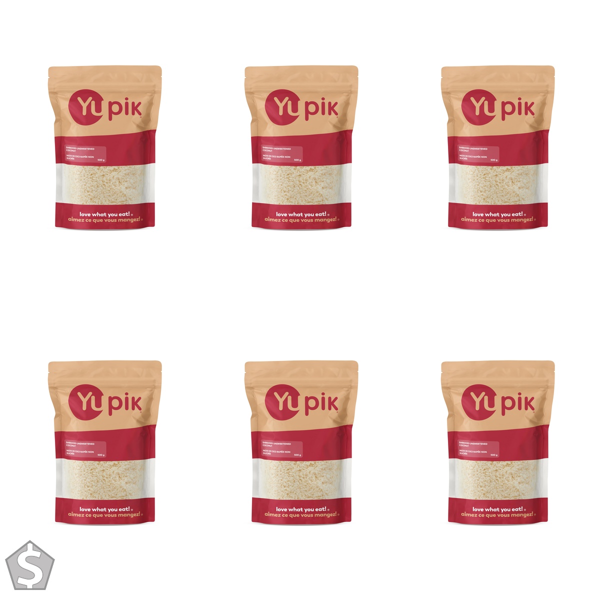 Yupik Shredded Coconut, Unsweetened, 500 g, Kosher, Vegan, Dried Coconut Shavings, No Added Sugar, Oil-Free, Source of Fiber, Healthy (Pack of 6)