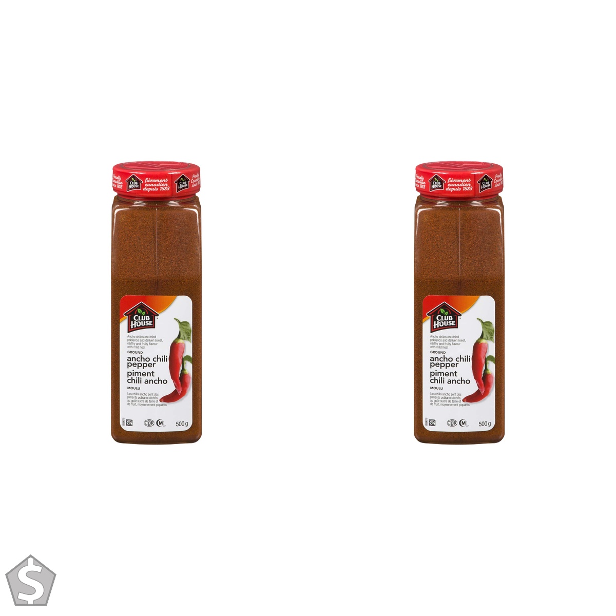 Club House, Quality Natural Herbs and Spices, Ground Ancho Chili Pepper, 500g (Pack of 2)