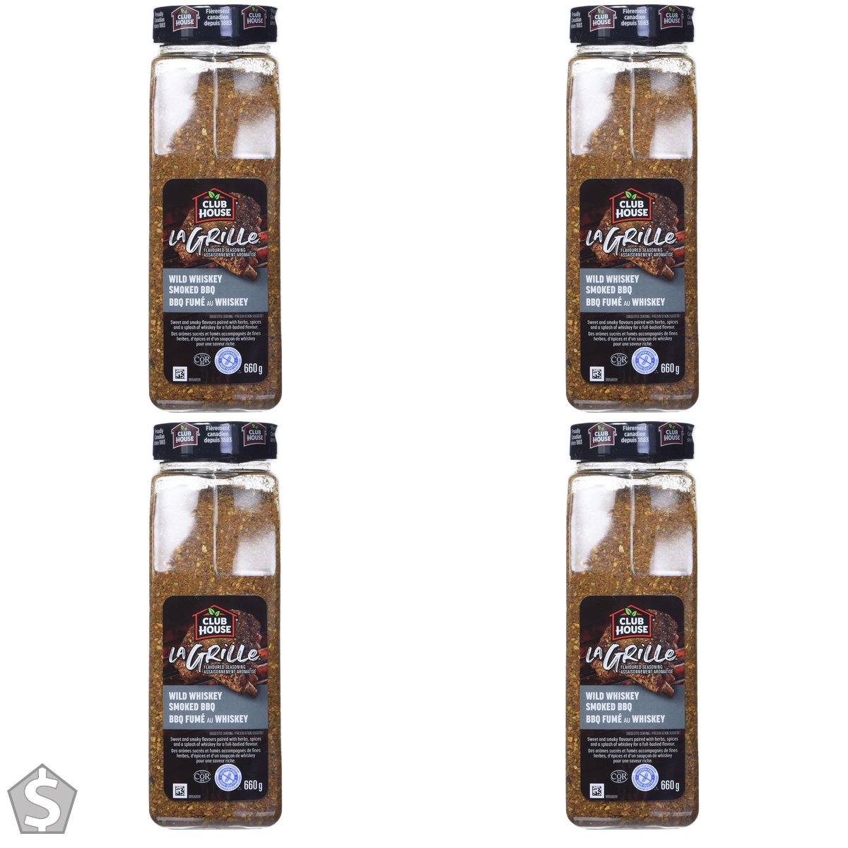 Club House La Grille Grilling Made Easy, Wild Whiskey BBQ Seasoning, 660g (Pack of 4)