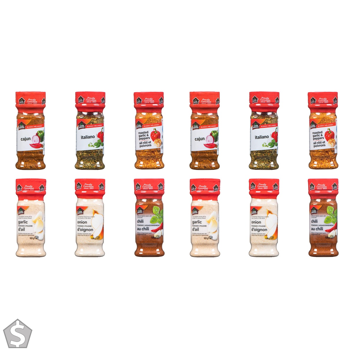 Club House, Quality Natural Herbs & Spices, New Cook Starter Pack, 6 Count (garlic powder, onion powder, chili powder) - Exclusive 990 g (Pack of 2)