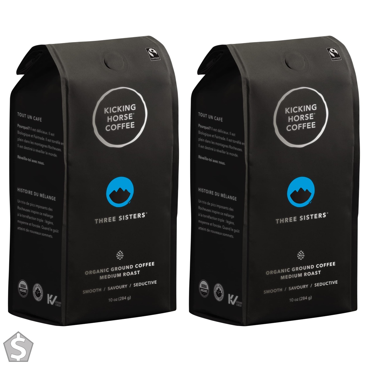 Kicking Horse Coffee Three Sisters, Medium Roast, Ground, 284 gram 284 g (Pack of 2)