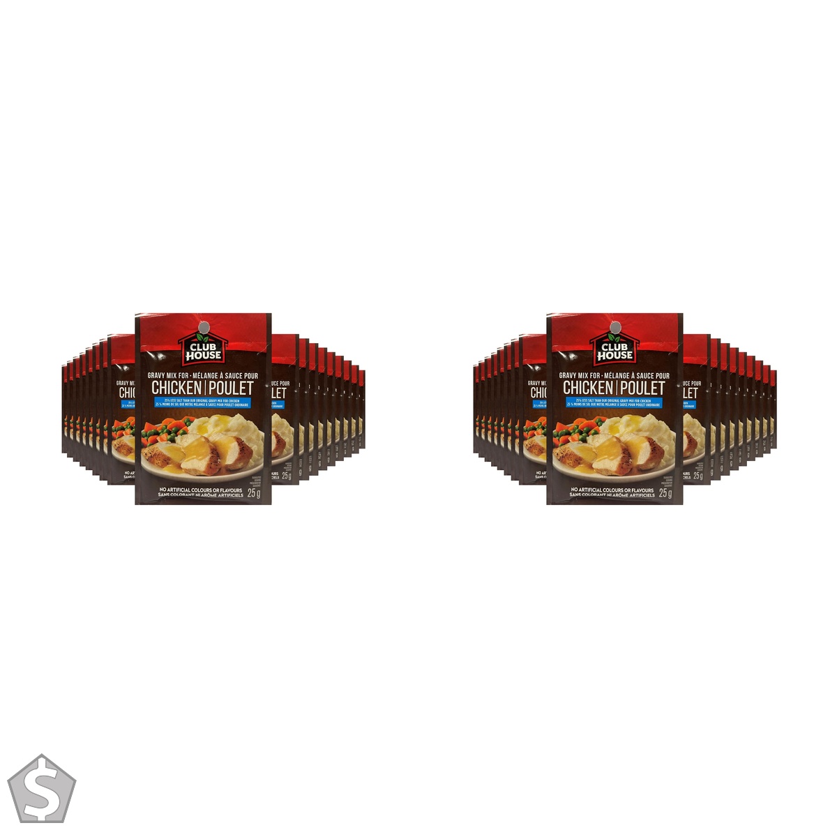 Club House, Dry Sauce/Seasoning/Marinade Mix, Chicken Gravy, Less Salt, 25g, Case Pack 18 Count 25 g (Pack of 2)