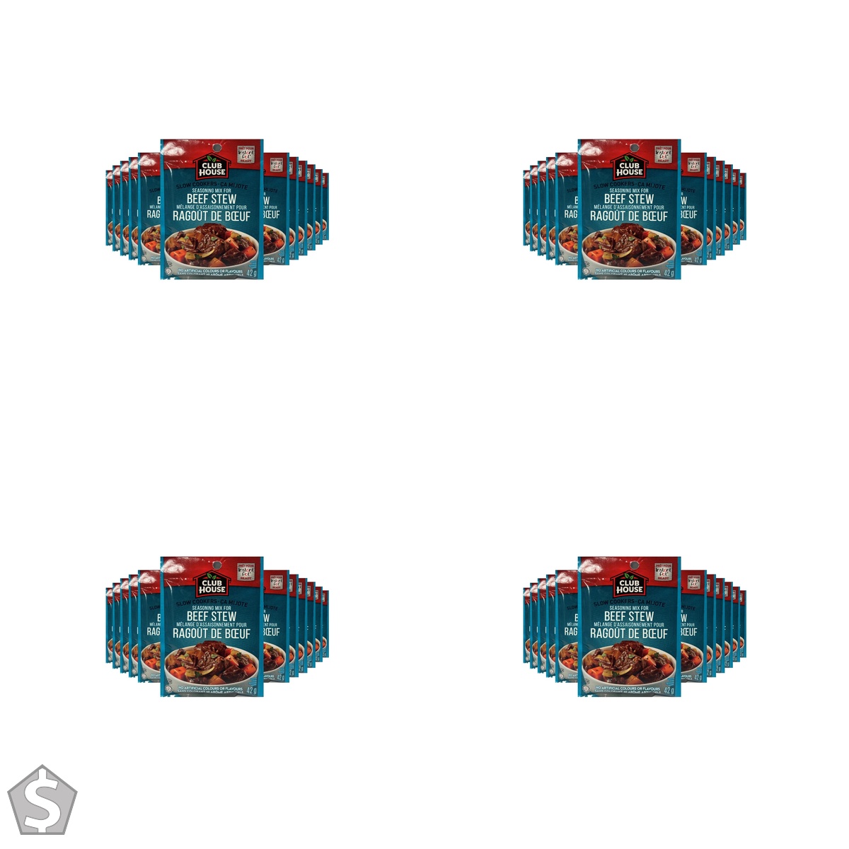 Club House, Dry Sauce/Seasoning/Marinade Mix, Beef Stew, Slow Cookers, 42g, Case Pack 12 Count 42 g (Pack of 4)