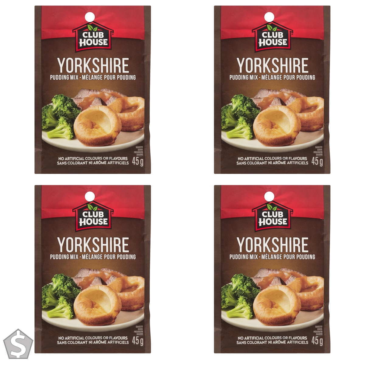 Club House, Dry Sauce/Seasoning/Marinade Mix, Yorkshire Pudding, 45g, Case Pack 12 Count 45 g (Pack of 4)