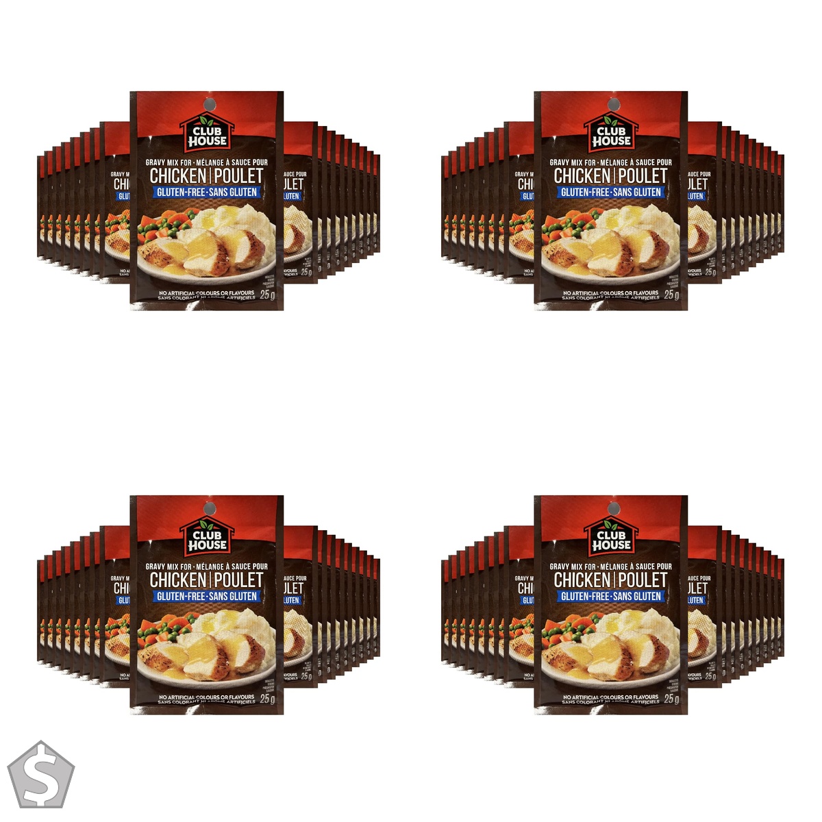 Club House, Dry Sauce/Seasoning/Marinade Mix, Chicken Gravy, Gluten-Free, 25g, Case Pack 18 Count 25g (Pack of 4)