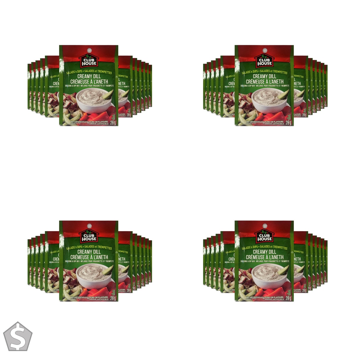Club House, Dry Sauce/Seasoning/Marinade Mix, Salad N Dip, Cream Dill, 28g, Case Pack 12 Count 28 g (Pack of 4)
